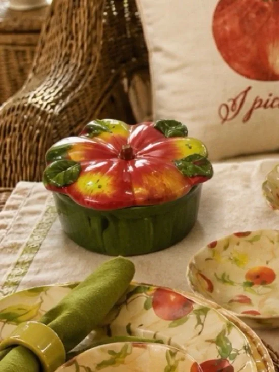 Apple Tea Bag Holder , Powder, Trinket Box Etc Decor CBK Ltd  Porcelain