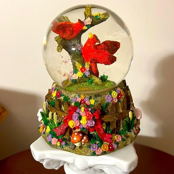 Musical Globe with Cardinal Birds. Everything Is Beautiful!