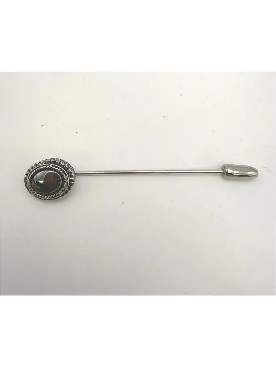 Sarah Coventry Vintage Silver Tone Stick Pin with Black Oval Stone