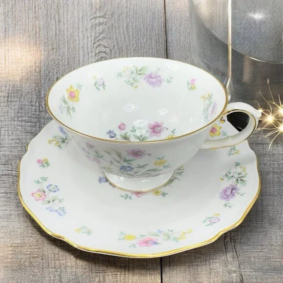 Franconia K&A Krautheim Selb Bavaria Germany Millefleurs Porcelain Teacup Saucer