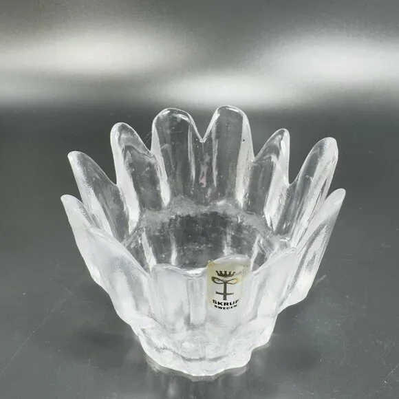 SKRUF‎ Sweden Glass Clear Crystal Glass Votive Candle Holder Single Textured VTG