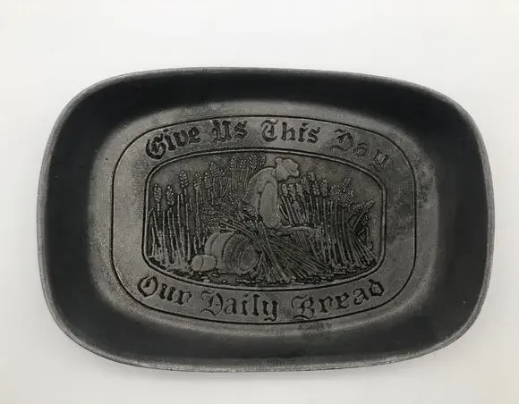 Vintage RWP Wilton Pewter Give Us This Day Our Daily Bread Plate 9 1/4”x6 1/2”