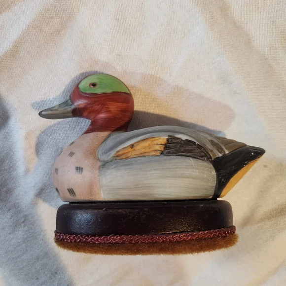 Hand Painted Duck Wooden Scrubber Brush Vintage Style