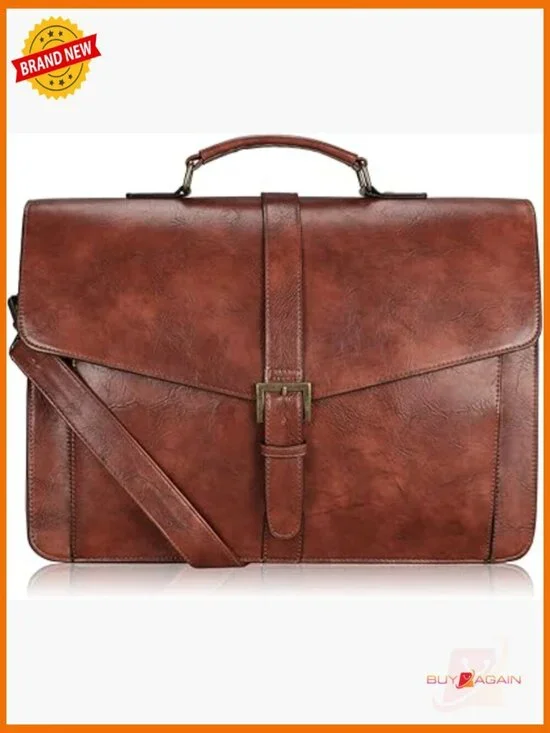 Vintage Leather Laptop Messenger Bag 15.6