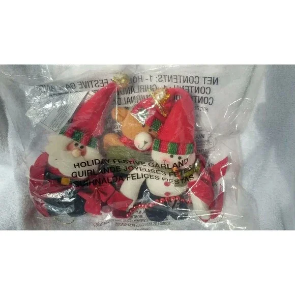 Vintage Avon Santa, Snowman & Bear Holiday Festive Garland New Old Stock 90s