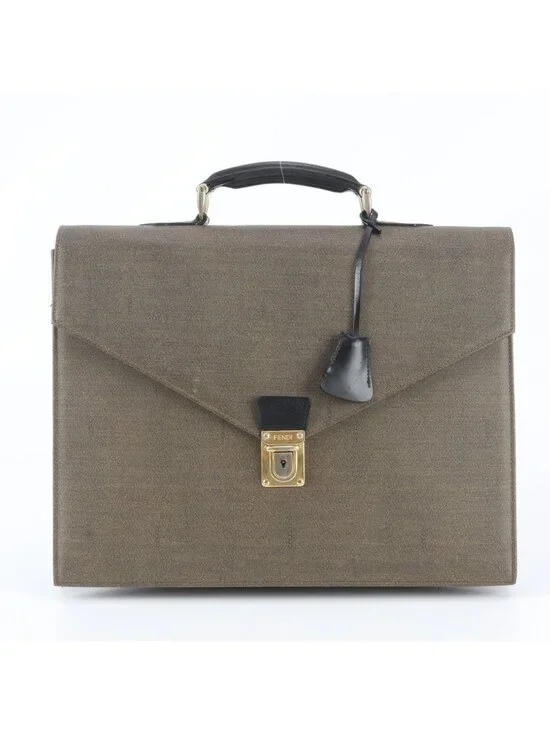 Fendi Vintage Leather Business Document Briefcase Tote