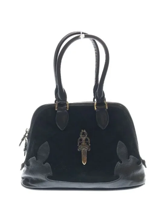 Chrome Hearts Slouchy MO Suede Flareani Large Dagger Back Black Handbag