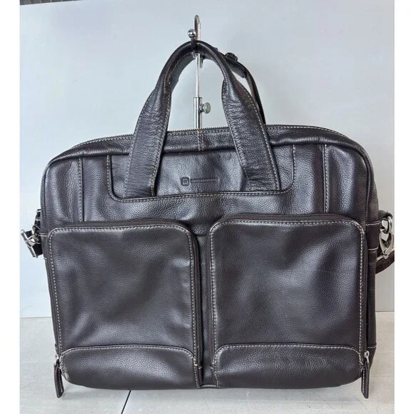 Henderson Laptop Briefcase Messenger Bag Leather Brown Travel Sleeve