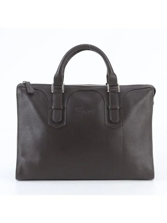 Loewe Leather Business Document Briefcase Tote Brown