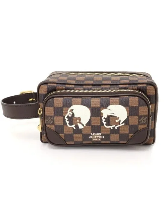 Louis Vuitton Dopp Kit Bag Damier Friendship Canvas Brown
