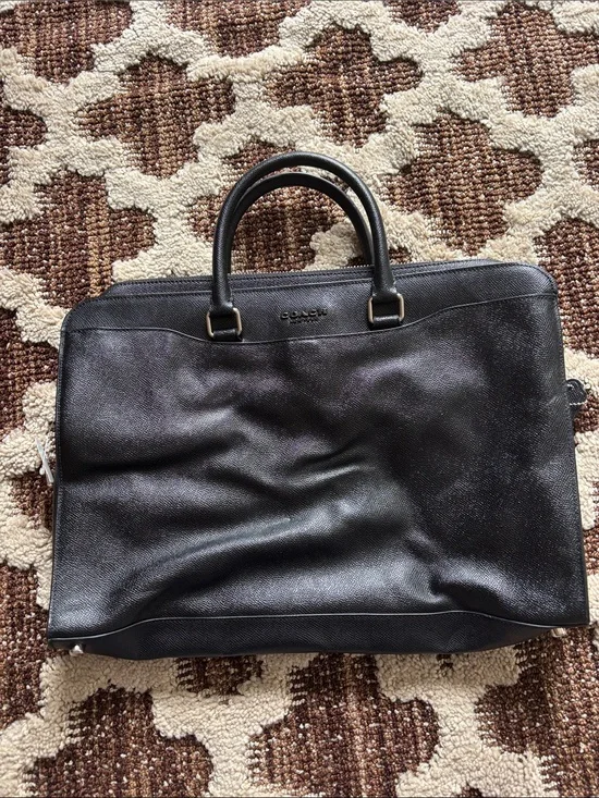 Mens COACH Black Leather Beckett Structured Leather Briefcase Style F72988