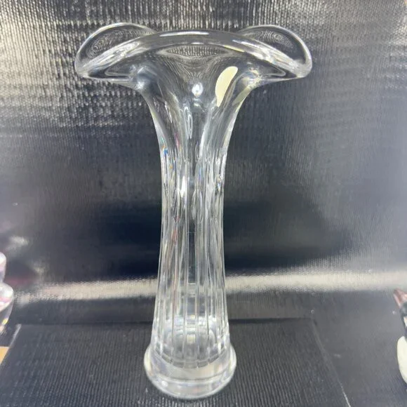 Vintage Waterford Clear Crystal Glass Vase Vessel 9inch Tall Ballet With Sticker