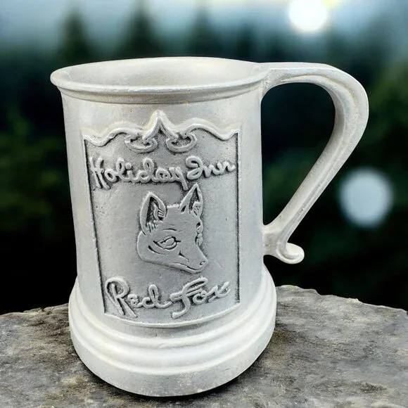 Vintage Holiday Inn Red Fox Metal Stein Mug Cup BarWare Beer‎ Mug Fox Logo Mug