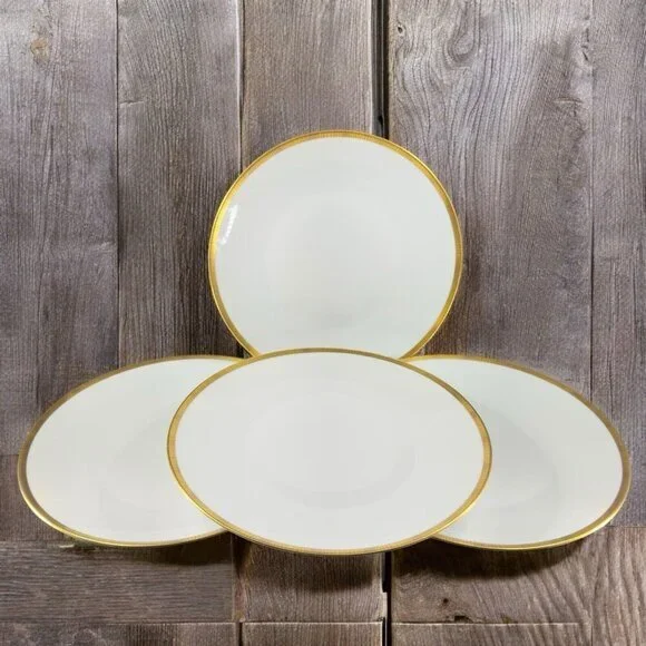 VTG Rosenthal Germany 3680 White Gold Band Black Lines Dish Plate 9.75Inch Set 4