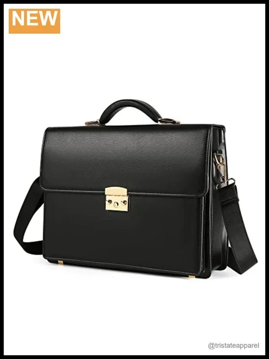 PU Leather Locking Laptop Messenger Bag for Business Men