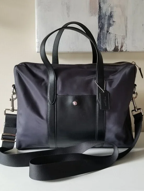 Coach Charles Slim Brief Bag Nylon & Leather Crossbody Strap F21087