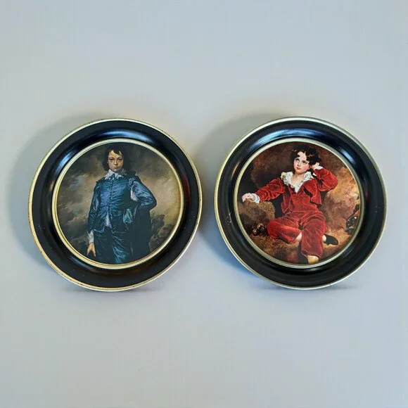 Vintage Tin Classic Picture of Blue Boy & Red Boy