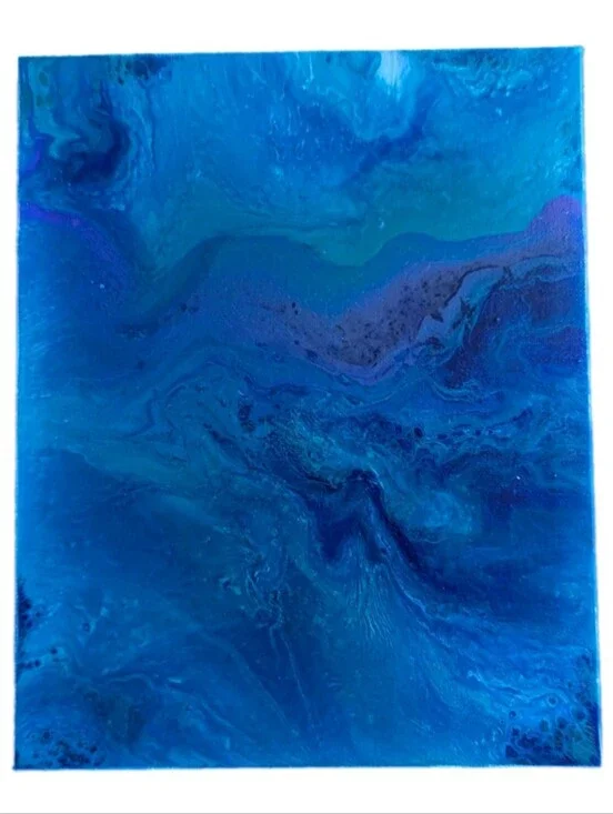 Abstract Fluid Pour Painting Blue Acrylic 8
