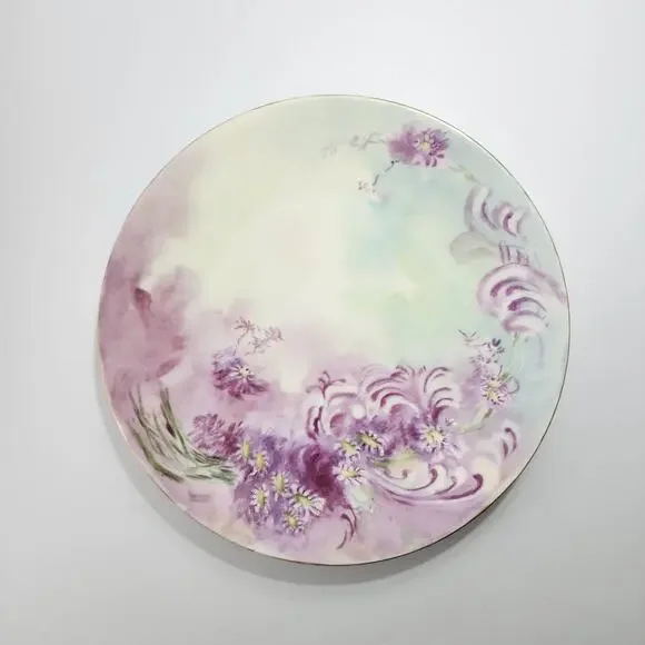 Antique T&V Tressemanes Vogt Limoges France Purple Flower 9