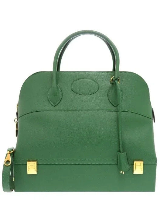 Hermes Macpherson Courchevel Vert Gold Hardware 2-Way Handbag Green