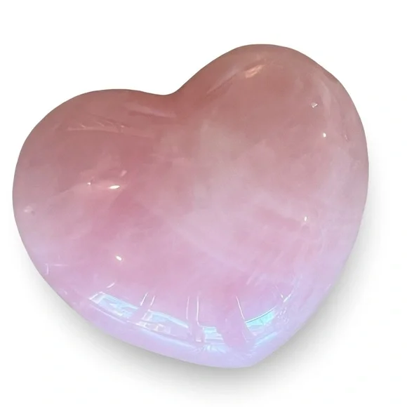 Rose Quartz Heart Shaped Polished Crystal Hand Stone