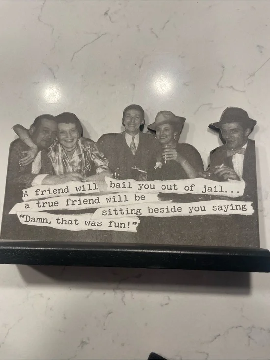 Vintage Black & White Friendship Photo Plaque - Unknown Brand
