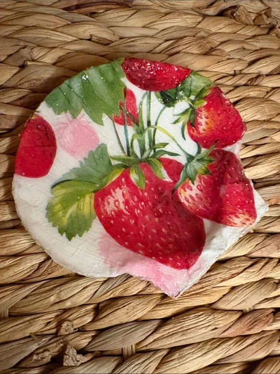 Strawberry Print Decorative Shell Trinket Dish