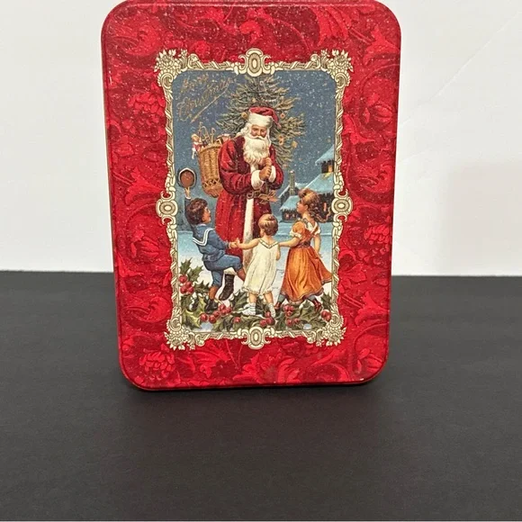 Hallmark 150 Years of Christmas Cards Red Santa Claus Tin Box - Vintage