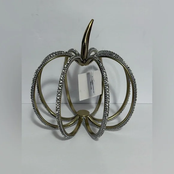 Bedazzled Silver & Gold Openwork Pumpkin With Rhinestones - NWT