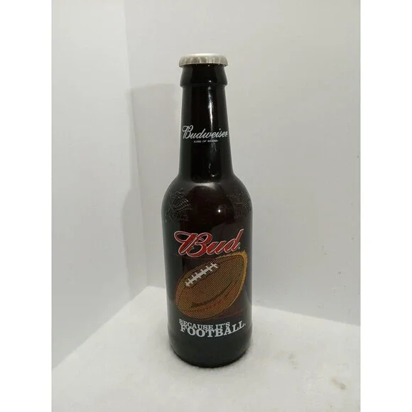 Budweiser Jumbo Beer Bottle 15” BECAUSE IT'S FOOTBLL‎ W/ Lid Decor Man Cave