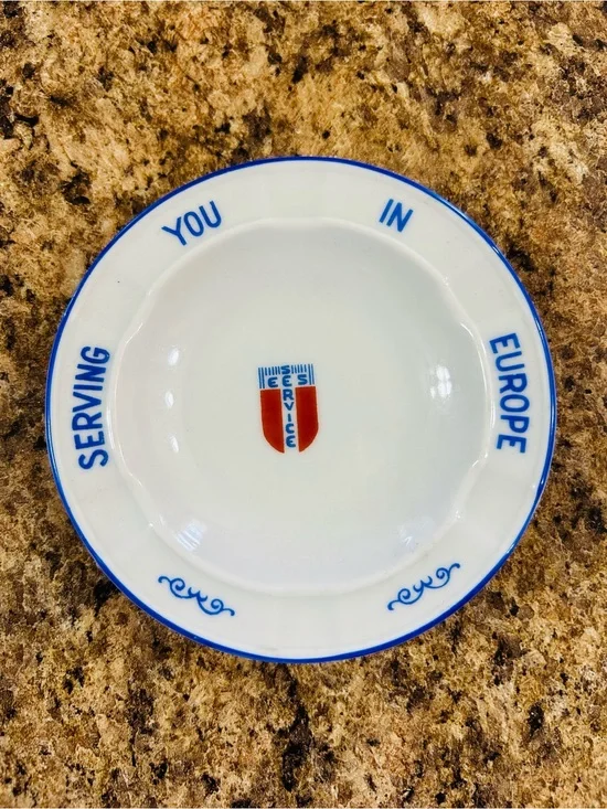 Vintage EES Service Serving You In Europe Ceramic Ashtray