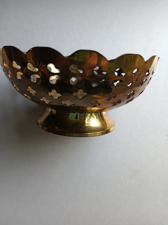 Brass Decorative Pedestal Bowl - Gold Finish