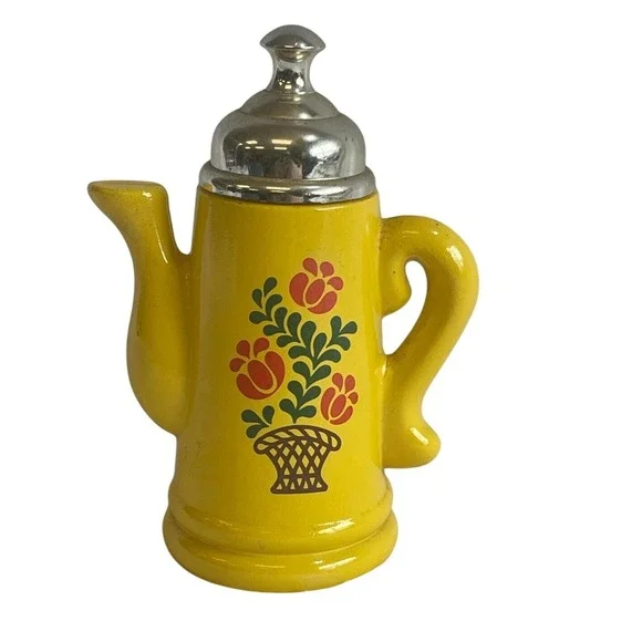 Vintage Avon Koffee Klatch‎ Lemon Velvet Bath Foam Decanter Empty Floral 5oz