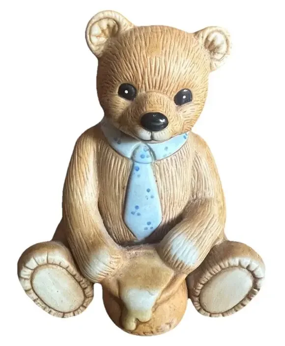 Vintage Homco Taiwan Teddy Bear Ceramic Figurine Collectible Decor