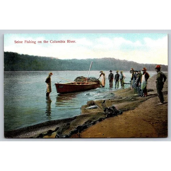 Vintage Postcard c1910 Seine Fishing Columbia River M. Rieder 3978 Germany