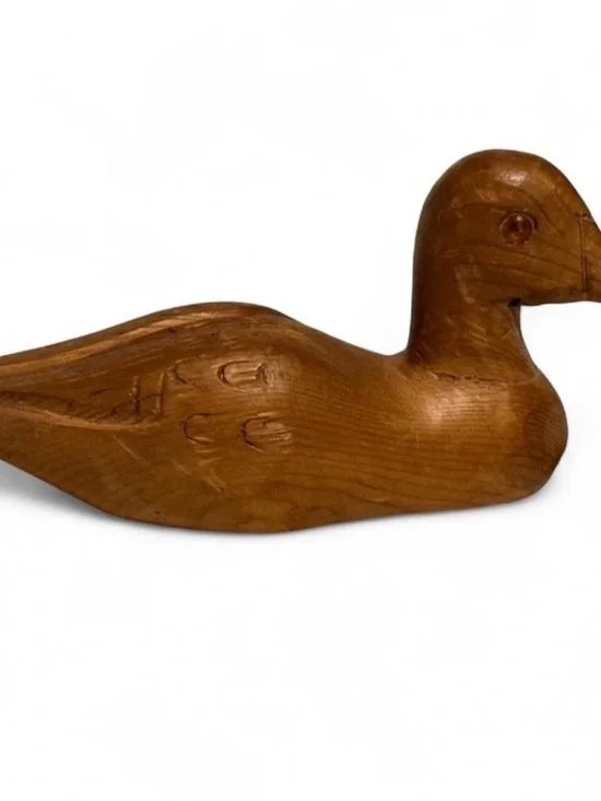 Handcrafted Brown Wooden Duck Figurine for Birds & Décor