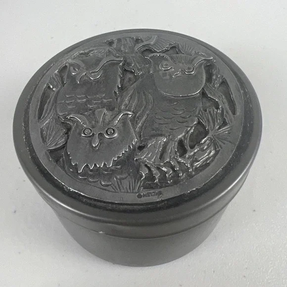 Vintage Pewter Owl‎ box by Metzke