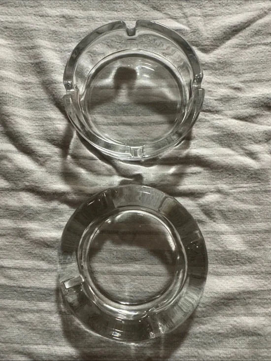 Clear Glass Ashtray Set - Transparent Glass Home Accent Vintage 1 made in France