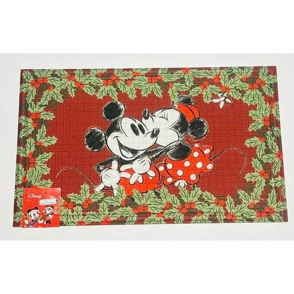 Disney Mickey Minnie Mouse Christmas Holiday Rubber Doormat 18X30