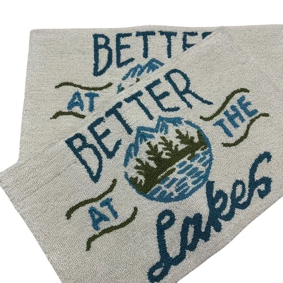 Better at the Lakes Set of 2 Accent Rug Blue Green Cream Rustic Lodge 18x30