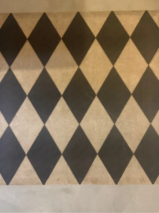 Vintage Vinyl Geometric Diamond Pattern Door Mat