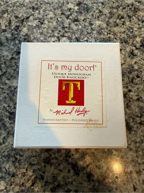 It's My Door! Monogram Door Knocker - Brass T - by - White Box
