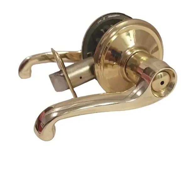 Schlage Brass DOOR KNOB‎ Bed Bath GOLD FRENCH Lever Push Button Lock Vintage