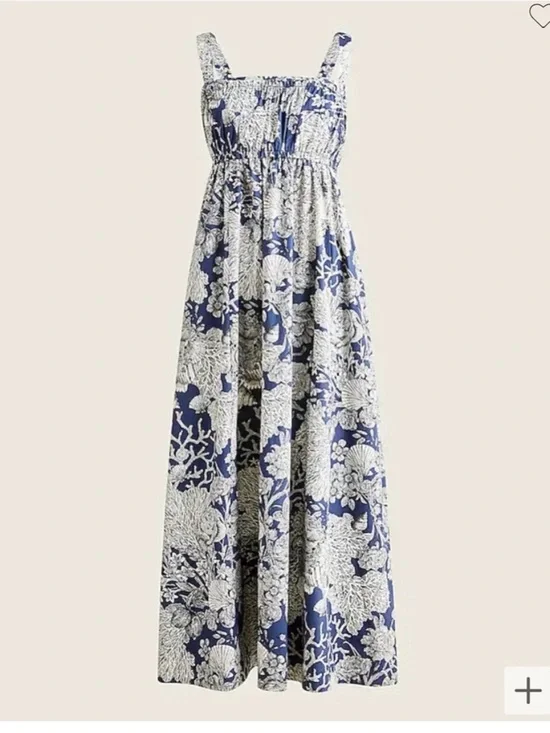 J Crew Collection Gathered Tank Midi Dress in Ratti Seashell Print 6