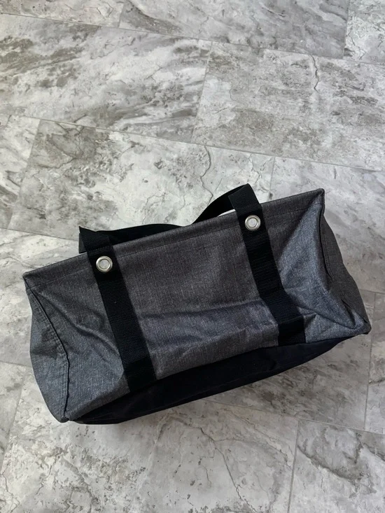 Thirty one Gray Canvas Tote Bag with Black Straps
