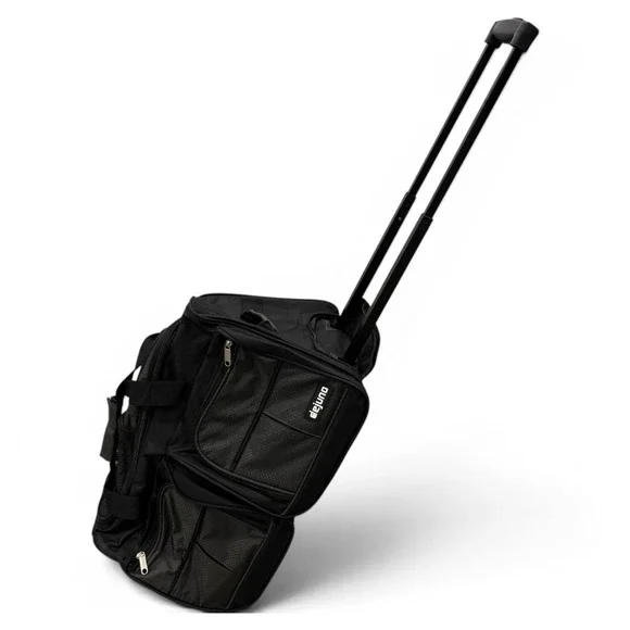 Dejuno Black Rolling Duffel Bag Travel Luggage Retractable Handle Multi-Pocket