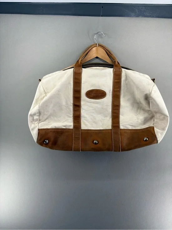 Vintage J. Peterman Duffle Bag Nubuck Leather Bottom Kentucky