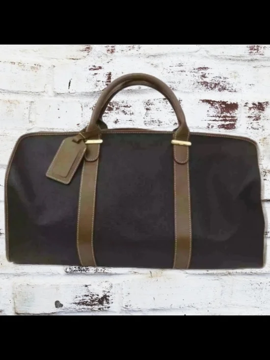 Dunhill Boston Bag Brown and Black with Leather Trim