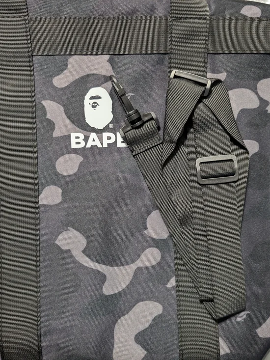 BAPE Men's Black Camo Tote Bag with Adjustable Strap