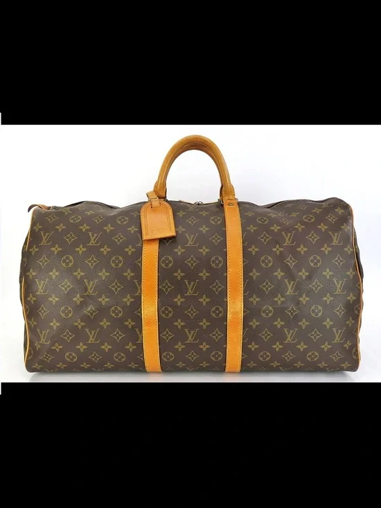 Louis Vuitton Brown Monogram Keepall 50 Travel Duffle Bag
